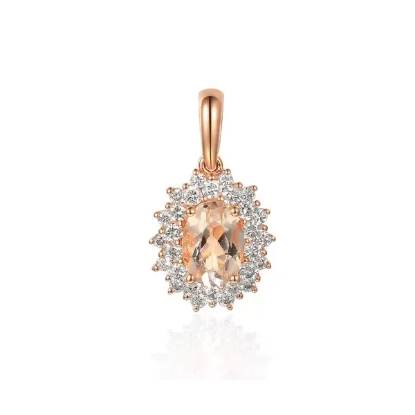 ELEGANCKA ZAWIESZKA MORGANIT DIAMENTY PRÓBA 585