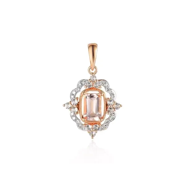 ZAWIESZKA DUŻY MORGANIT BIAŁY TOPAZ DIAMENTY pr585