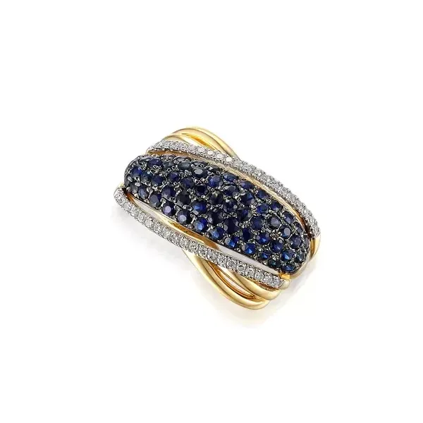Złota Elegancka 14K Zawieszka Szafir Diamenty