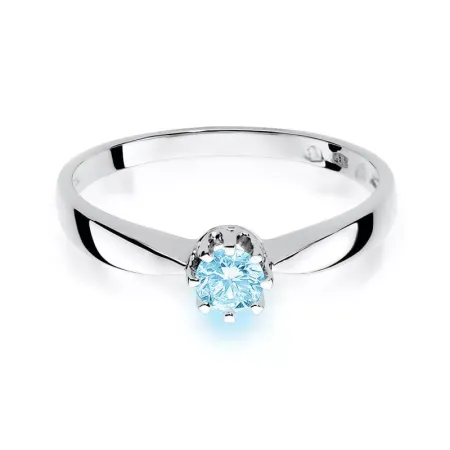 Zaręczynowy 14K Pierścionek Topaz Białe Złoto Zaręczynowy 14K Pierścionek Topaz Białe Złoto