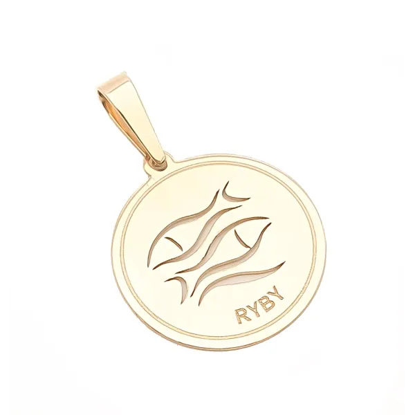 ZŁOTA 14K ZAWIESZKA ZNAK ZODIAKU RYBY id Z1237
