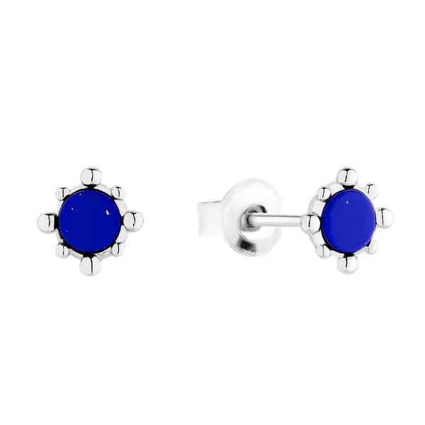 Srebrne Rodowane Kolczyki Essme z Lapis Lazuli