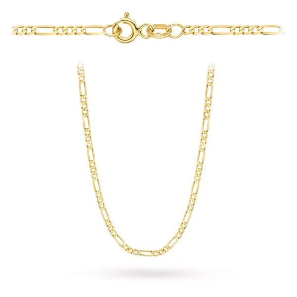 Złoty 14K Łańcuszek Figaro 45cm