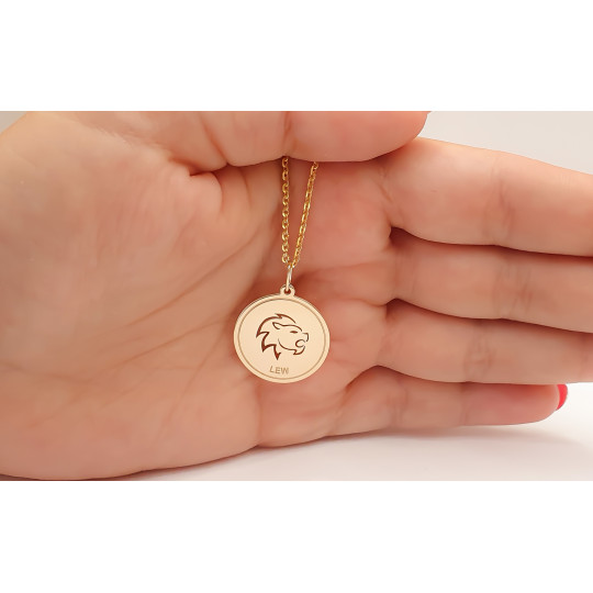 ZŁOTA 14K ZAWIESZKA ZNAK ZODIAKU LEW Z1187