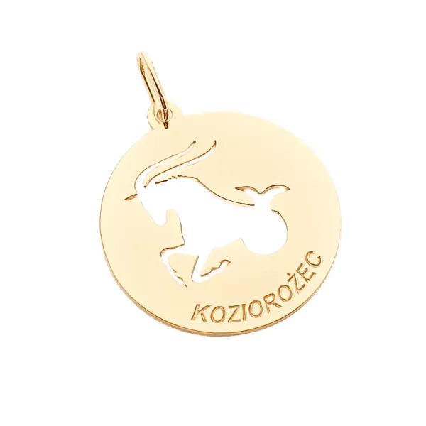 ZŁOTA 14K ZAWIESZKA ZNAK ZODIAKU KOZIOROŻEC Z1216
