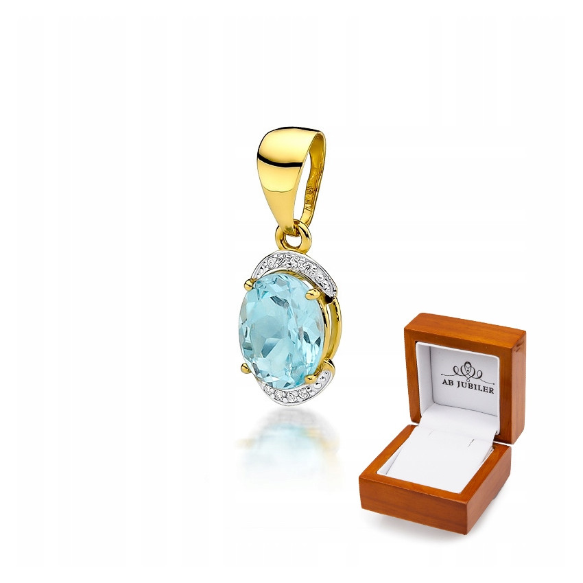 ZŁOTA ELEGANCKA 585 ZAWIESZKA TOPAZ I BRYLANTY