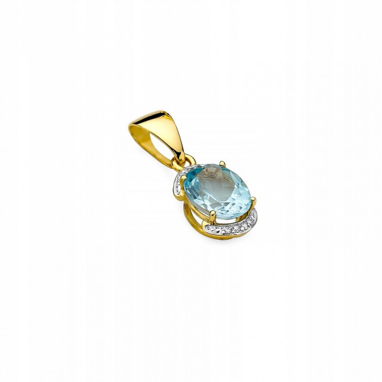 ZŁOTA ELEGANCKA 585 ZAWIESZKA TOPAZ I BRYLANTY