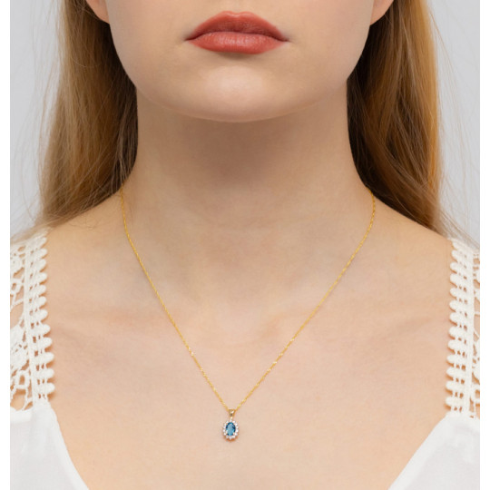 Zawieszka Topaz London Blue Brylanty Próba 585