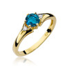 Złoty 14K Pierścionek Topaz London Blue Brylanty