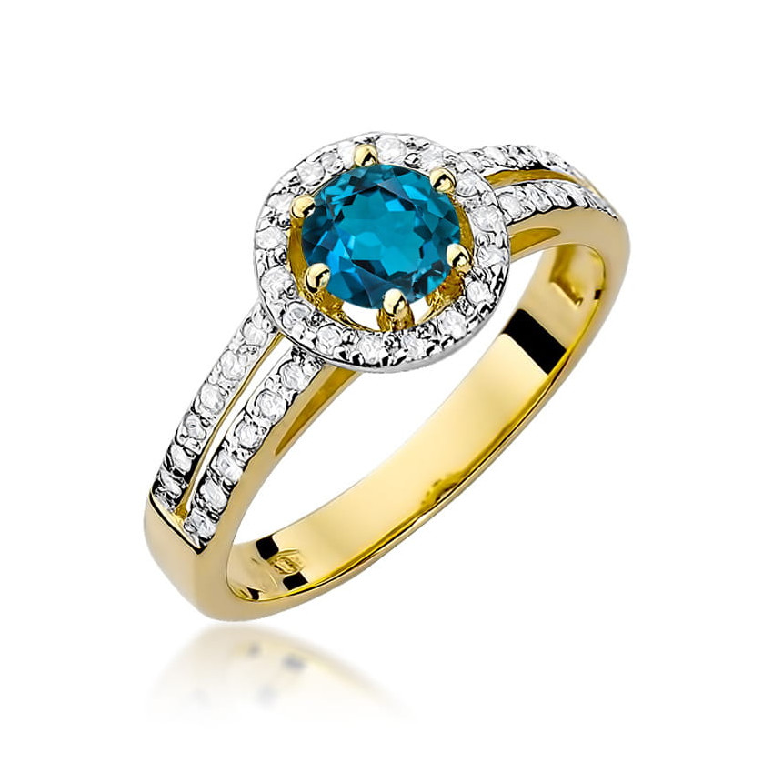 Zaręczynowy Pierścionek Topaz London Blue Diamenty