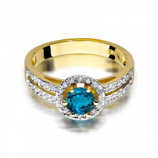 Zaręczynowy Pierścionek Topaz London Blue Diamenty