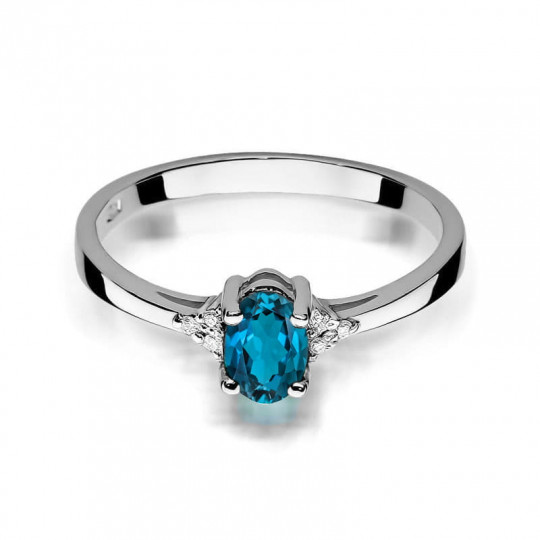 Pierścionek 14K Topaz London Blue Brylanty