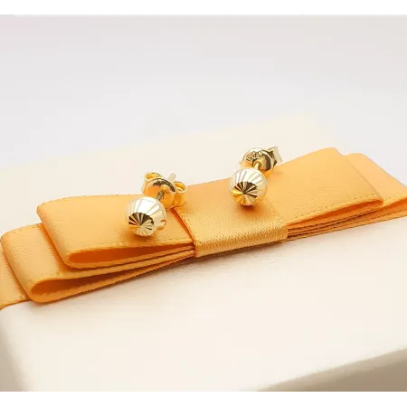 Złote 585 Kolczyki Kulki 5mm Diamentowane Sztyft Złote 585 Kolczyki Kulki 5mm Diamentowane Sztyft