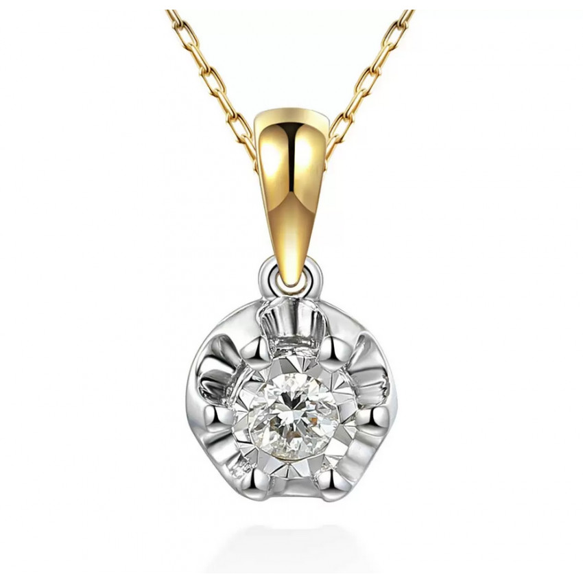 Złota 585 Zawieszka z Diamentem 0,15ct Elegancka 