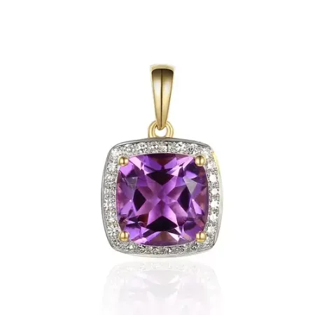 Złote Zawieszka Duży Ametyst Diamenty pr 585 Złote Zawieszka Duży Ametyst Diamenty pr 585