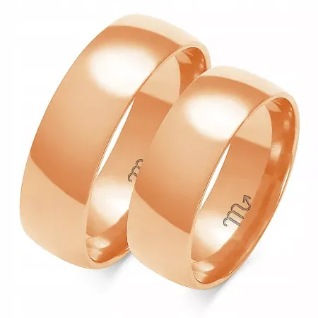 ZŁOTE 14K  ŚLUBNE OBRĄCZKI 6,5mm SOCZEWKA A-108