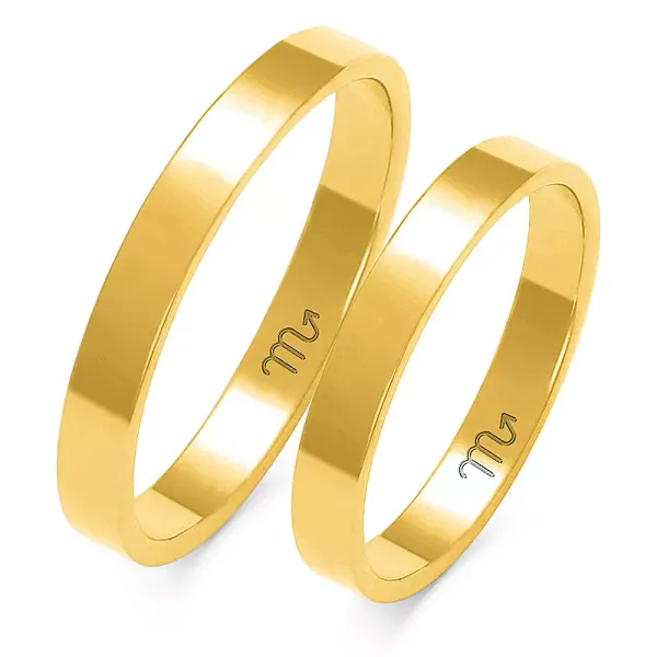 ZŁOTE 14K ŚLUBNE OBRĄCZKI PŁASKIE 3,0mm A-111