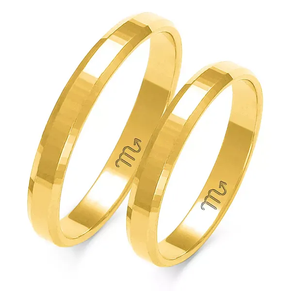 ZŁOTE 14K OBRĄCZKI FAZOWANE 3mm SOCZEWKA GRAWER