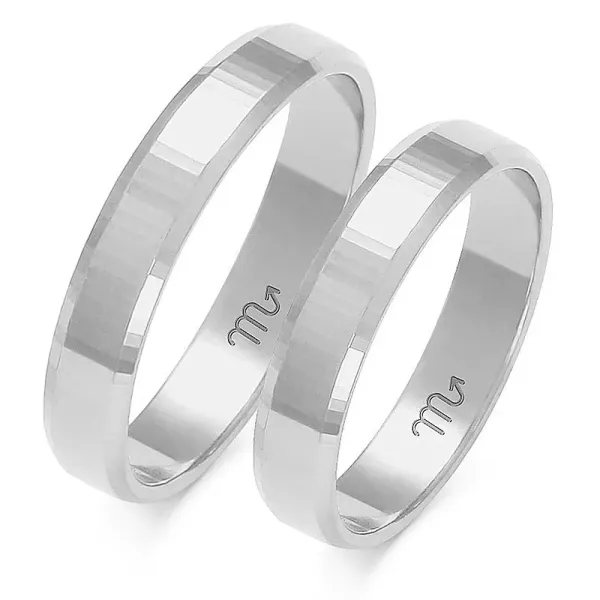 OBRĄCZKI FAZOWANE 14K 4mm BIAŁE ZŁOTO GRAWER