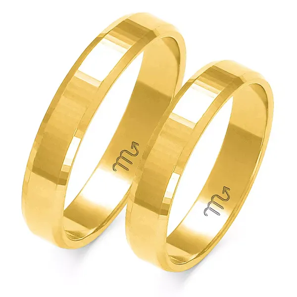 ZŁOTE 14K OBRĄCZKI FAZOWANE 4mm GRAWER SOCZEWKA