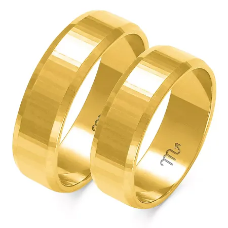 ZŁOTE 14K OBRĄCZKI PŁASKIE FAZOWANE 6mm GRAWER ZŁOTE 14K OBRĄCZKI PŁASKIE FAZOWANE 6mm GRAWER