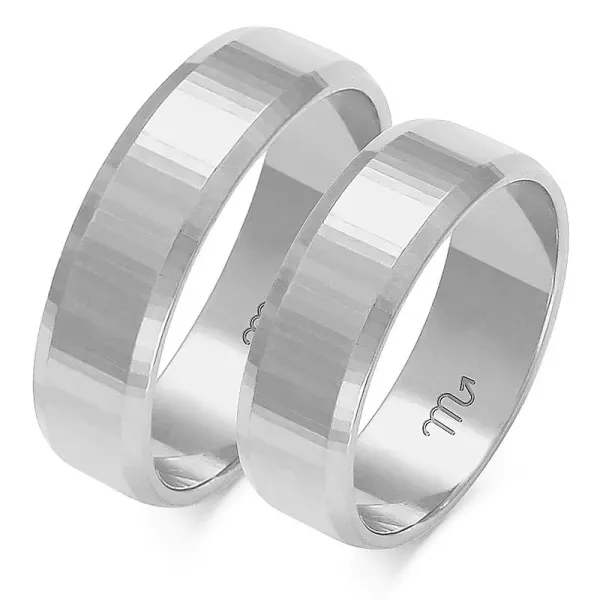 OBRĄCZKI BIAŁE ZŁOTO PŁASKIE PRÓBA 585 6mm GRAWER