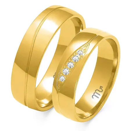 ŚLUBNE 14K RÓŻOWE OBRĄCZKI 5,5mm CYRKONIE GRAWER