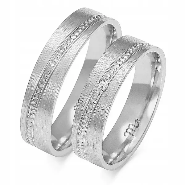 OBRĄCZKI 14K BIAŁE ZŁOTO PŁASKIE 4mm CYRKONIA