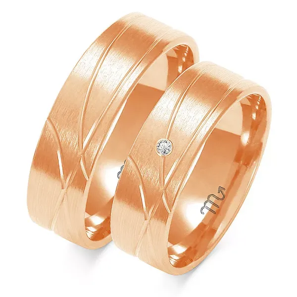 ŚLUBNE 14K OBRĄCZKI PŁASKIE 5,5mm CYRKONIA GRAWER