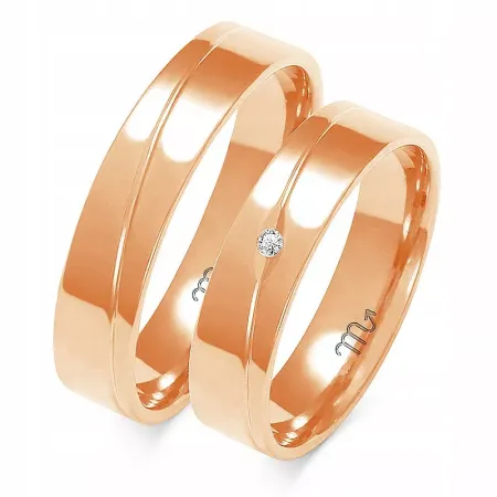 OBRĄCZKI 14K PŁASKIE 4mm CYRKONIA RÓŻOWE ZŁOTO OBRĄCZKI 14K PŁASKIE 4mm CYRKONIA RÓŻOWE ZŁOTO