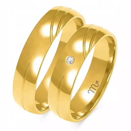 ŚLUBNE 14K RÓŻOWE OBRĄCZKI SOCZEWKA 5mm CYRKONIA