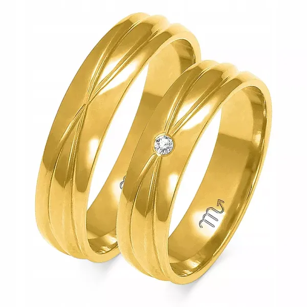 ZŁOTE 14K OBRĄCZKI SOCZEWKA 5mm BRYLANT GRAWER