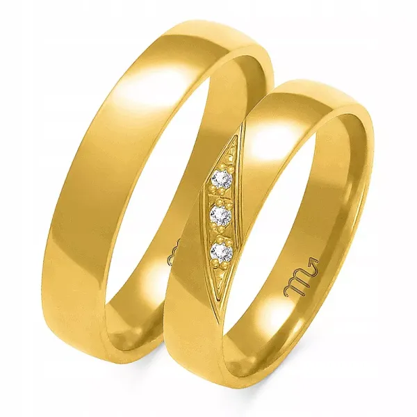 ZŁOTE 14K OBRĄCZKI SOCZEWKA 4mm BRYLANTY GRAWER