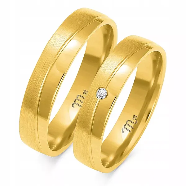 ZŁOTE 14K OBRĄCZKI SOCZEWKA 5mm CYRKONIA GRAWER