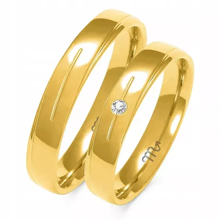 ZŁOTE OBRĄCZKI 585 PÓŁOKRĄGŁE 4mm CYRKONIA GRAWER ZŁOTE OBRĄCZKI 585 PÓŁOKRĄGŁE 4mm CYRKONIA GRAWER