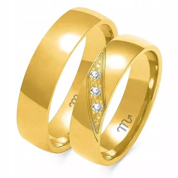 ZŁOTE 14K OBRĄCZKI PÓŁOKRĄGŁE 5mm BRYLANTY GRAWER