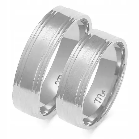 OBRĄCZKI 14K BIAŁE ZŁOTO 6mm PŁASKIE GRAWER OBRĄCZKI 14K BIAŁE ZŁOTO 6mm PŁASKIE GRAWER