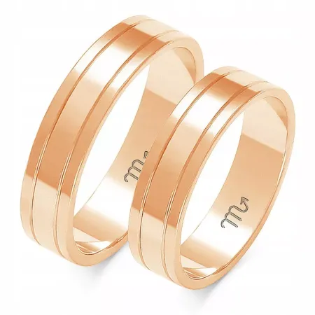 OBRĄCZKI ZŁOTE 14K 5 mm PŁASKIE SOCZEWKA A-204