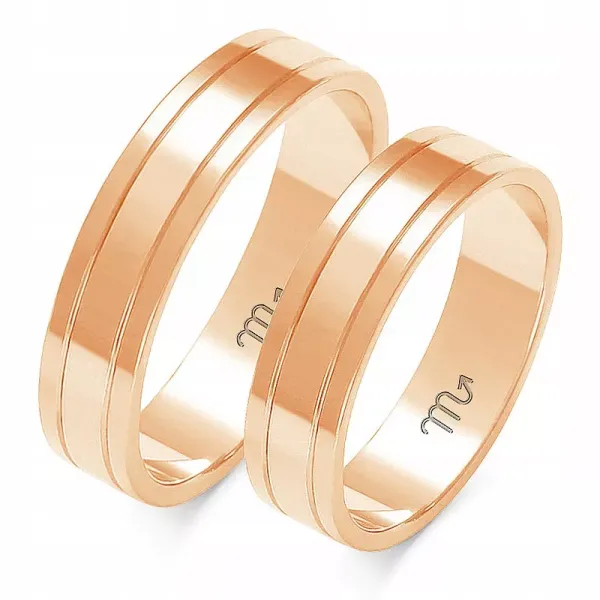 OBRĄCZKI ZŁOTE 14K 5 mm PŁASKIE SOCZEWKA A-204