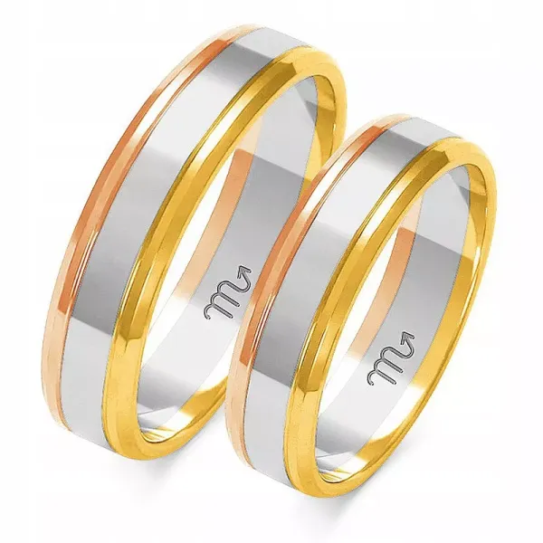 ZŁOTE OBRĄCZKI ŚLUBNE Z SOCZEWKĄ 14K 5mm A-207