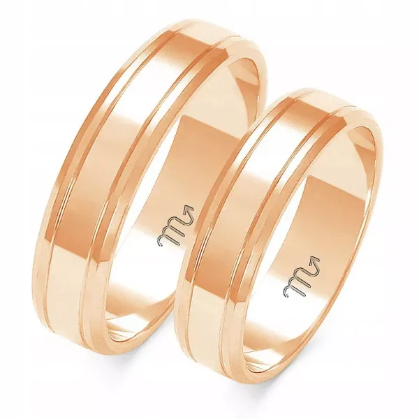 OBRĄCZKI ŚLUBNE PŁASKIE FAZOWANE 14K 5mm A-207