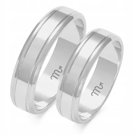 OBRĄCZKI ŚLUBNE PŁASKIE FAZOWANE 14K 5mm A-207 OBRĄCZKI ŚLUBNE PŁASKIE FAZOWANE 14K 5mm A-207