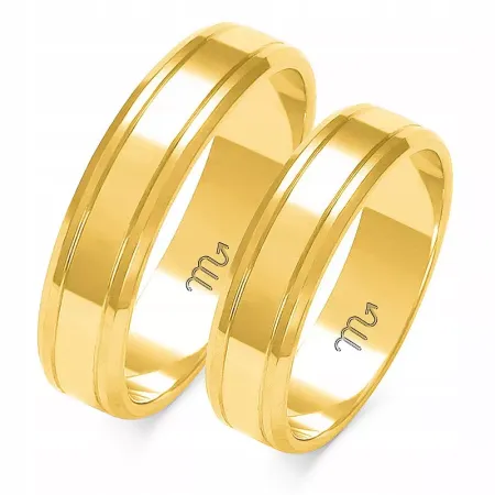 OBRĄCZKI ŚLUBNE PŁASKIE FAZOWANE 14K 5mm A-207 OBRĄCZKI ŚLUBNE PŁASKIE FAZOWANE 14K 5mm A-207