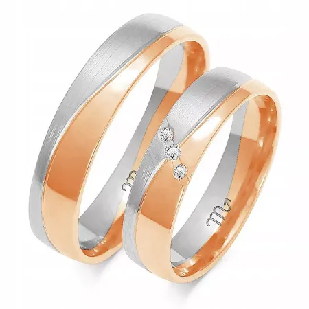 OBRĄCZKI ZŁOTE ŚLUBNE 14K 5mm CYRKONIE A-215 OBRĄCZKI ZŁOTE ŚLUBNE 14K 5mm CYRKONIE A-215