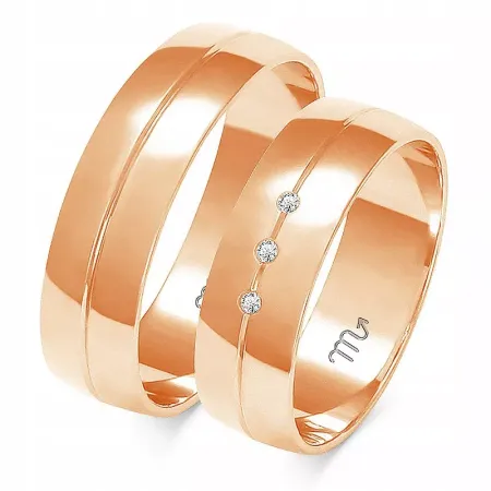 ZŁOTE 585 ELEGANCKIE OBRĄCZKI ŚLUBNE 6mm A-219 ZŁOTE 585 ELEGANCKIE OBRĄCZKI ŚLUBNE 6mm A-219