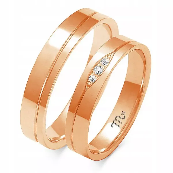 ZŁOTE 14K ŚLUBNE OBRĄCZKI 4mm CYRKONIE A-221