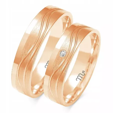 ZŁOTE 14K OBRĄCZKI 4mm CYRKONIA GRAWER A-223