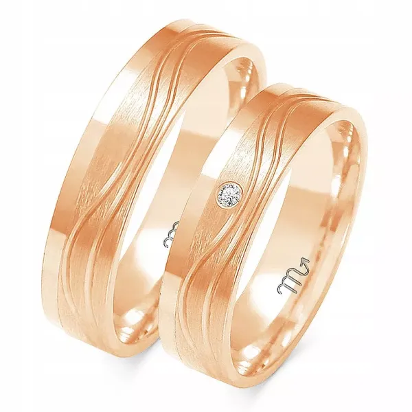 ZŁOTE 14K OBRĄCZKI 4mm CYRKONIA GRAWER A-223