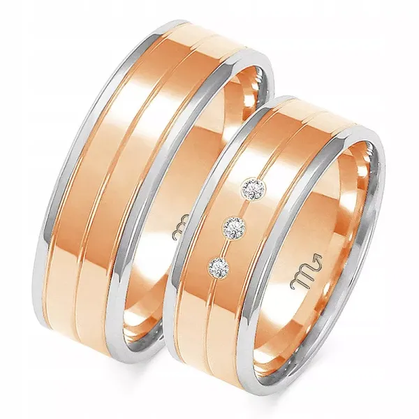 ZŁOTE OBRĄCZKI 14K ŚLUBNE 7mm BRYLANTY A-226