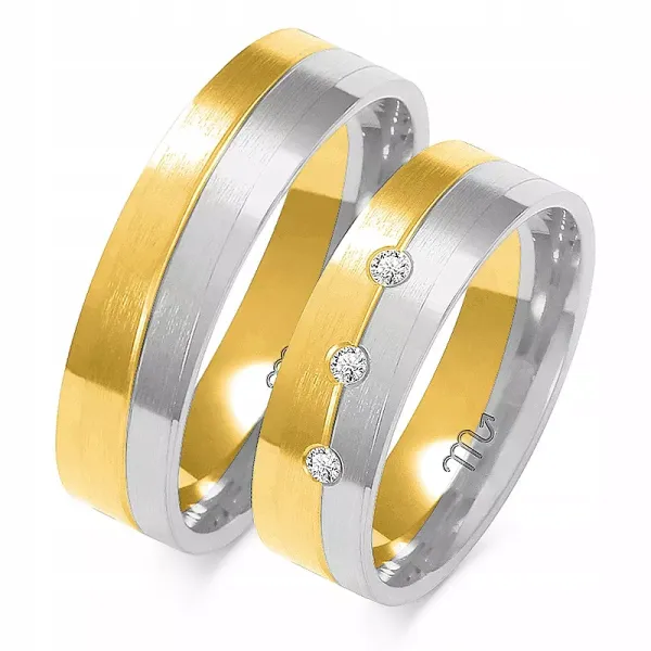 ZŁOTE 585 OBRĄCZKI ŚLUBNE 6mm BRYLANT A-228